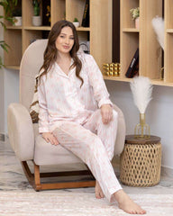 منامة حريمي ساتان مطبوعة بكم (3) - WELLA EGYPT